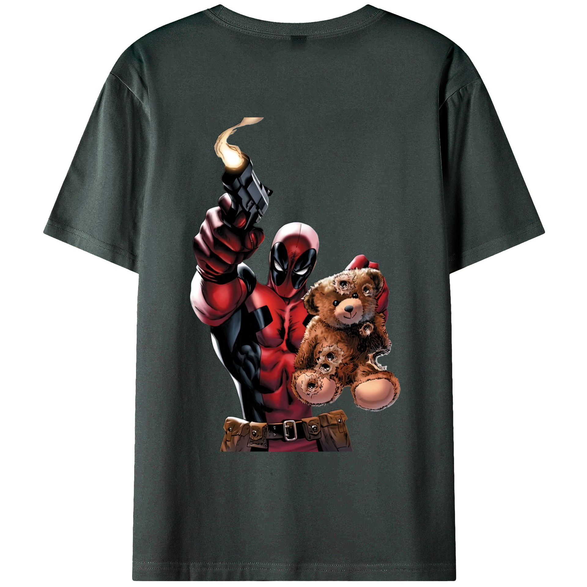 （画像用） Deadpool デッドプール 綿100％ メンズ半袖Tシャツ（バックプリント） 通気性